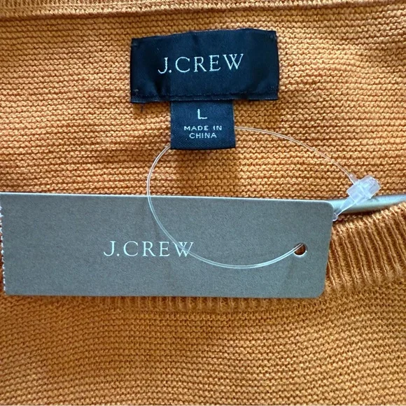 NWT J. Crew Men’s Size Large Orange 100% Cotton Pullover Sweater